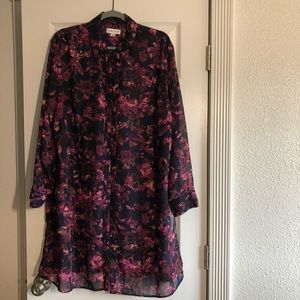 Ava & Viv button up tunic top sheer size 3x